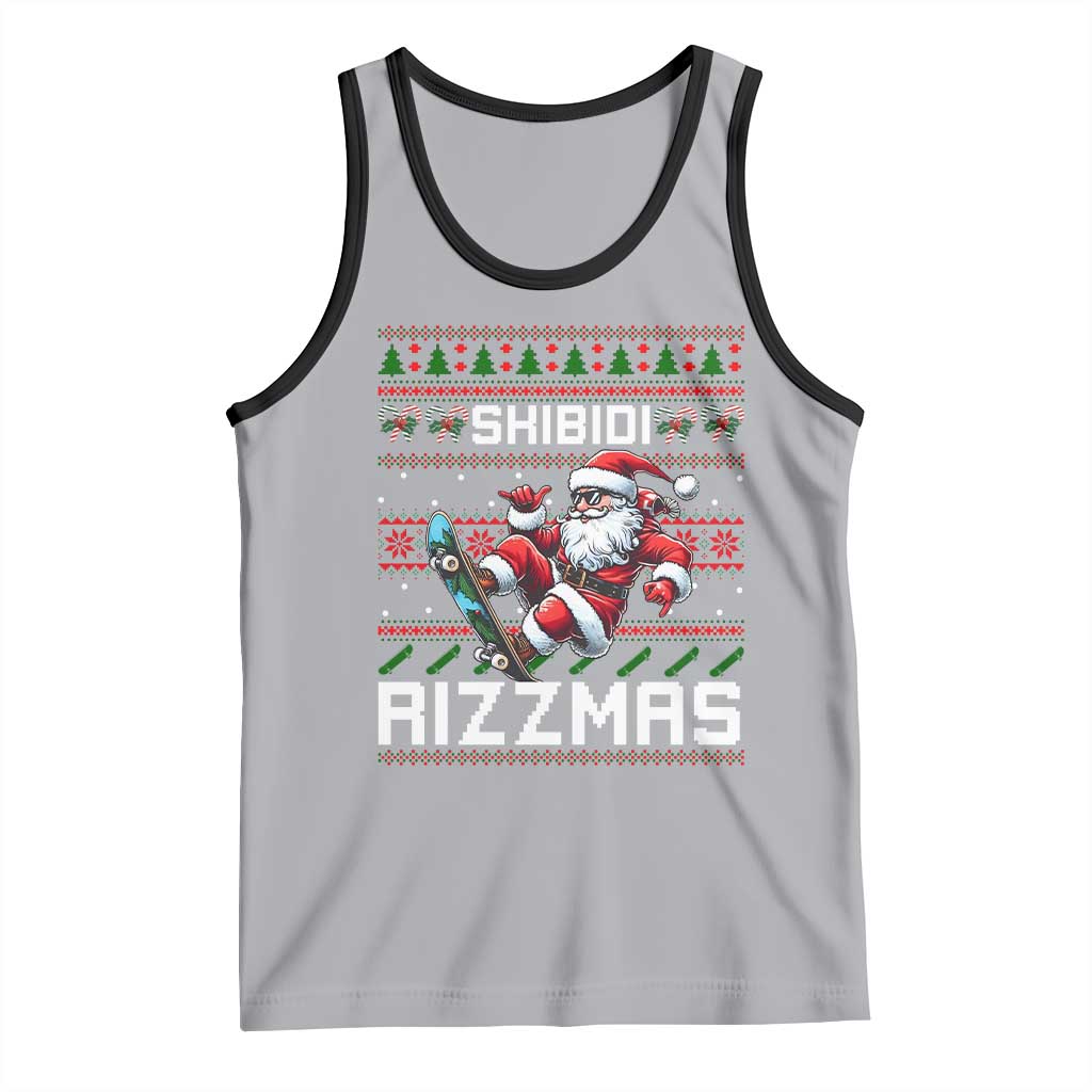 Funny Xmas Tank Top Skibidi Rizzmas Cool Santa Skateboard Rizz