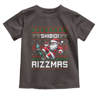 Funny Xmas Toddler T Shirt Skibidi Rizzmas Cool Santa Skateboard Rizz