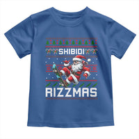 Funny Xmas Toddler T Shirt Skibidi Rizzmas Cool Santa Skateboard Rizz