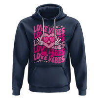 Valentine's Day Hoodie Retro Groovy Love Vibes Heart Eyes - Wonder Print Shop