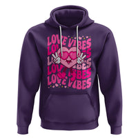 Valentine's Day Hoodie Retro Groovy Love Vibes Heart Eyes - Wonder Print Shop