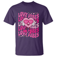 Valentine's Day T Shirt Retro Groovy Love Vibes Heart Eyes - Wonder Print Shop
