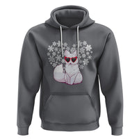 Valentine's Day Hoodie Arctic Snow Fox Heart Glasses Snowflake Animal Lover - Wonder Print Shop