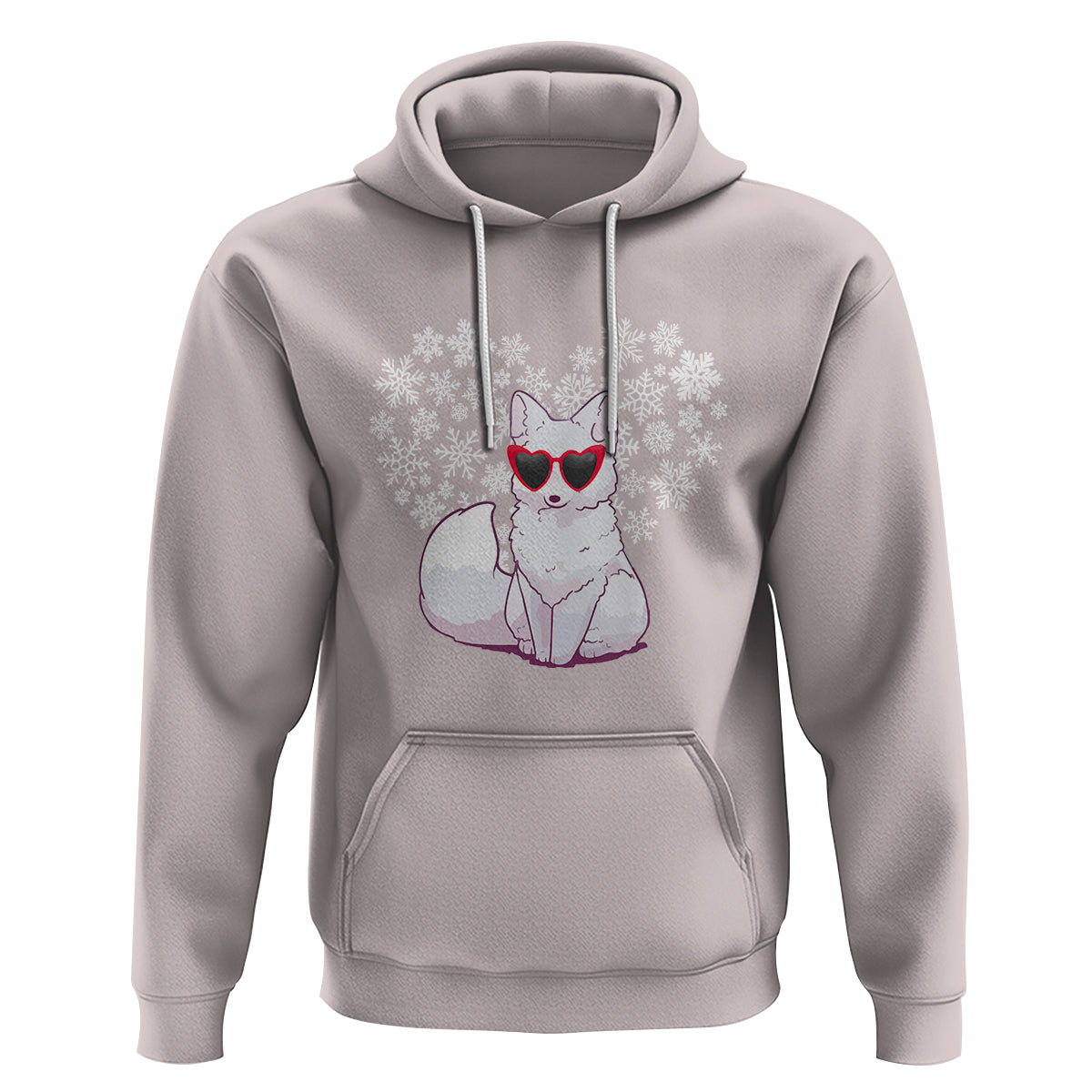 Valentine's Day Hoodie Arctic Snow Fox Heart Glasses Snowflake Animal Lover - Wonder Print Shop