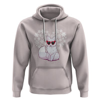 Valentine's Day Hoodie Arctic Snow Fox Heart Glasses Snowflake Animal Lover - Wonder Print Shop