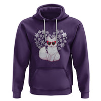 Valentine's Day Hoodie Arctic Snow Fox Heart Glasses Snowflake Animal Lover - Wonder Print Shop