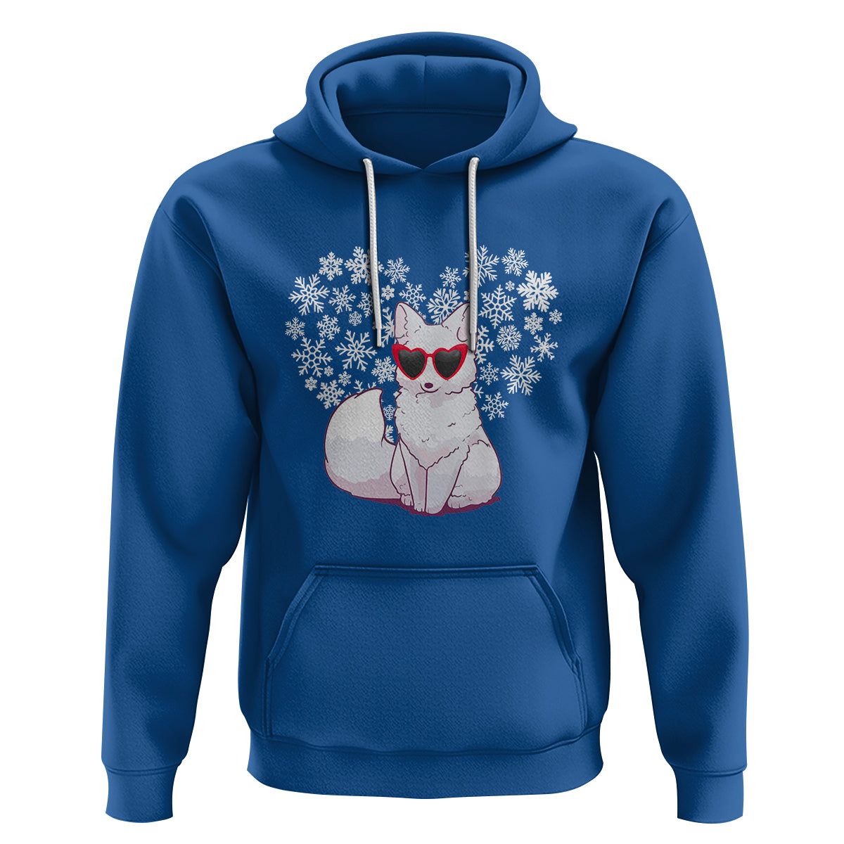 Valentine's Day Hoodie Arctic Snow Fox Heart Glasses Snowflake Animal Lover - Wonder Print Shop