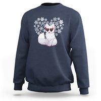 Valentine's Day Sweatshirt Arctic Snow Fox Heart Glasses Snowflake Animal Lover - Wonder Print Shop
