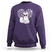 Valentine's Day Sweatshirt Arctic Snow Fox Heart Glasses Snowflake Animal Lover - Wonder Print Shop