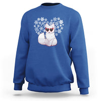Valentine's Day Sweatshirt Arctic Snow Fox Heart Glasses Snowflake Animal Lover - Wonder Print Shop