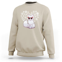 Valentine's Day Sweatshirt Arctic Snow Fox Heart Glasses Snowflake Animal Lover - Wonder Print Shop