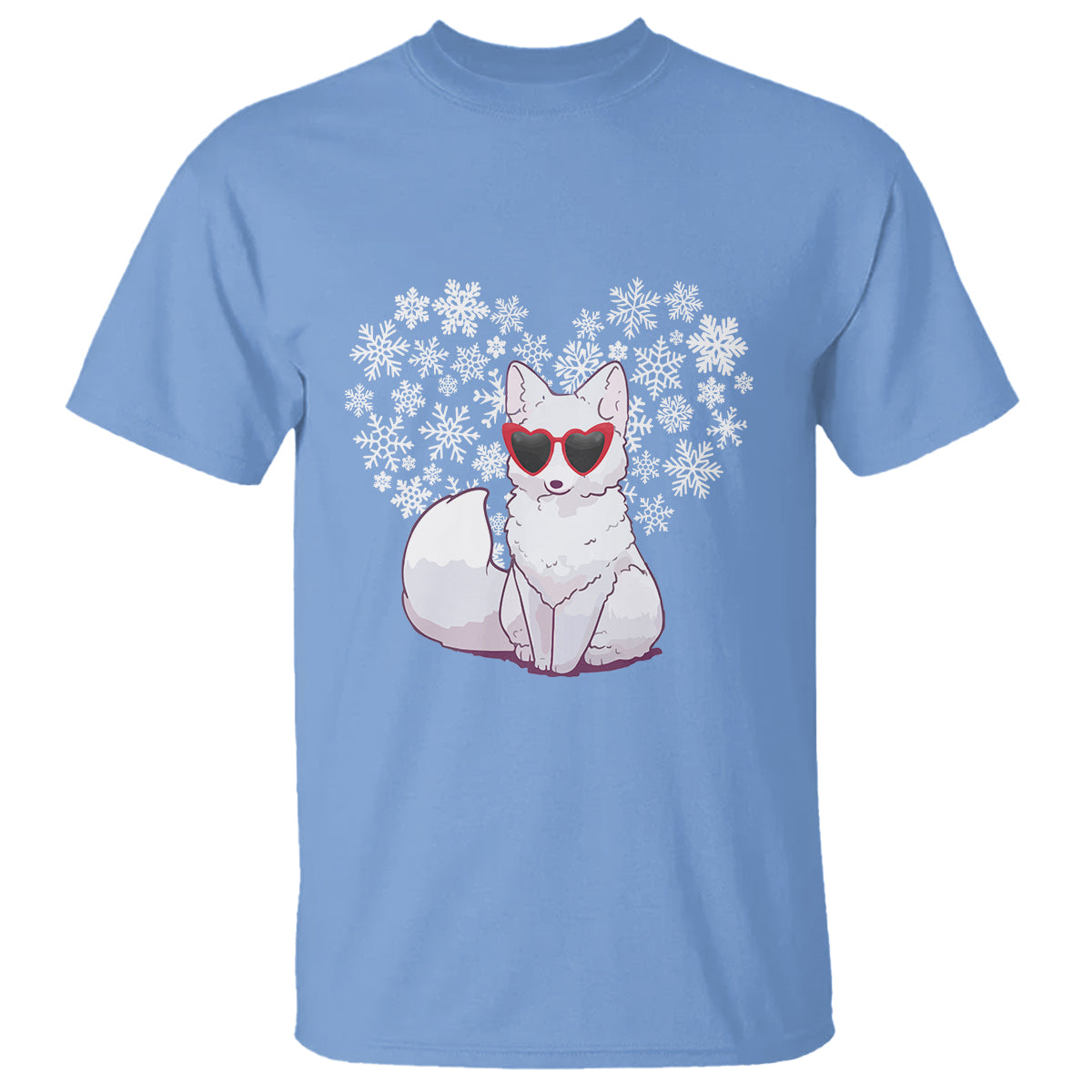 Valentine's Day T Shirt Arctic Snow Fox Heart Glasses Snowflake Animal Lover - Wonder Print Shop