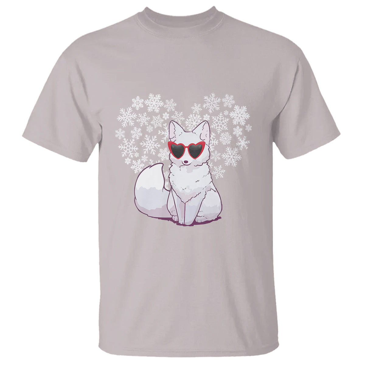 Valentine's Day T Shirt Arctic Snow Fox Heart Glasses Snowflake Animal Lover - Wonder Print Shop