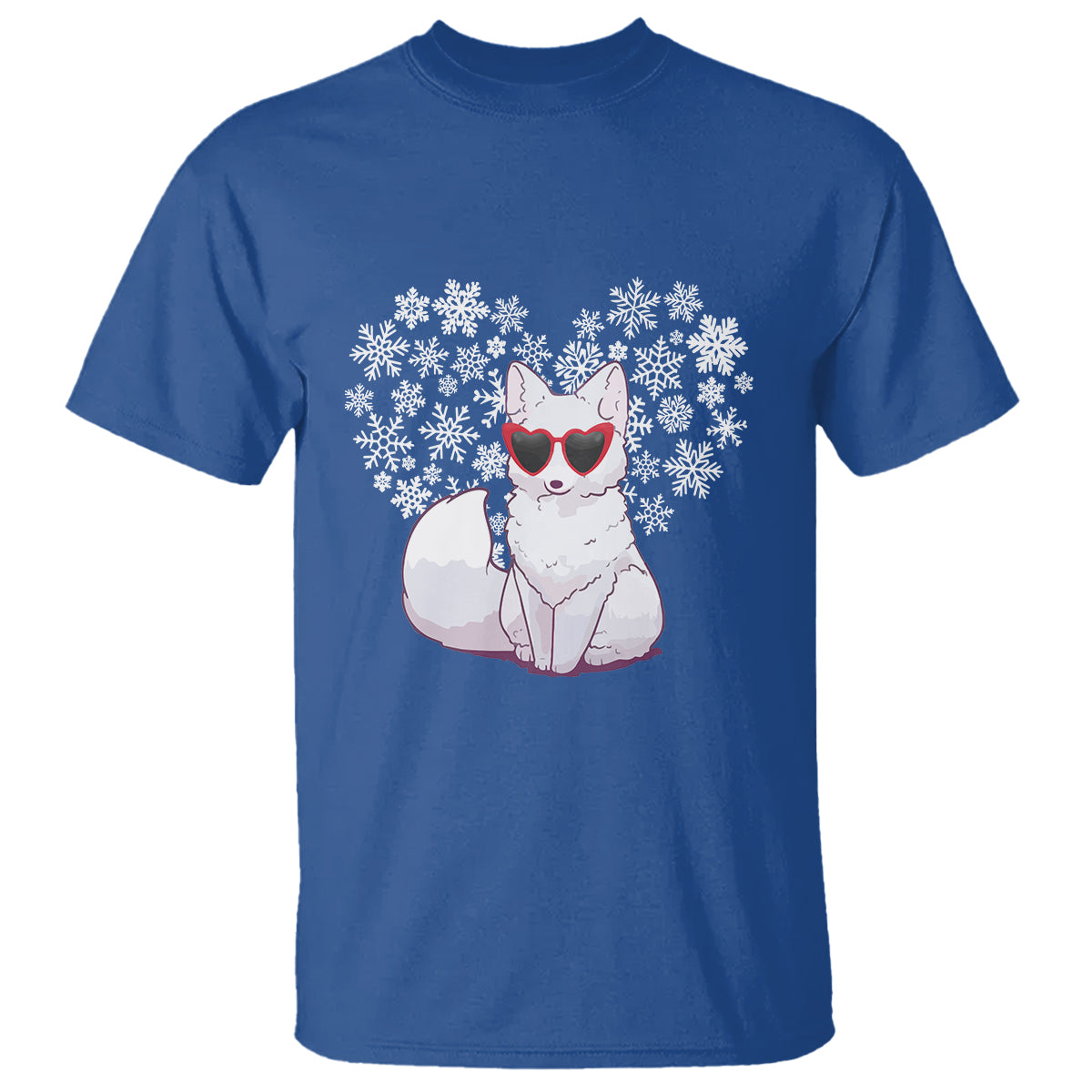 Valentine's Day T Shirt Arctic Snow Fox Heart Glasses Snowflake Animal Lover - Wonder Print Shop