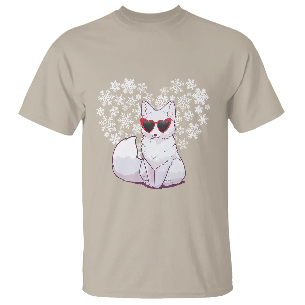 Valentine's Day T Shirt Arctic Snow Fox Heart Glasses Snowflake Animal Lover - Wonder Print Shop