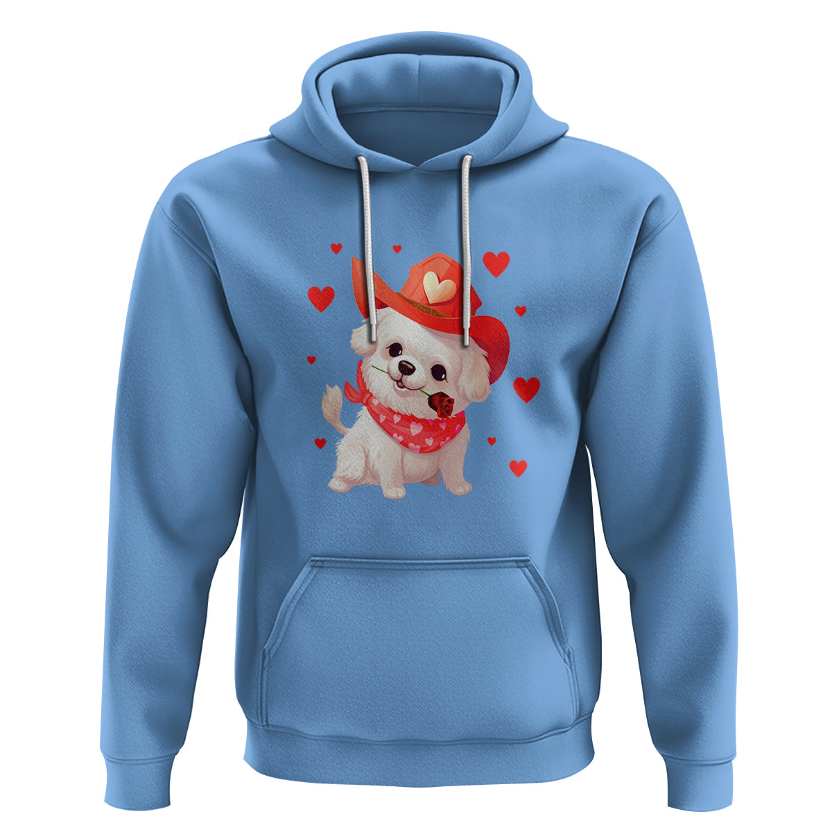 Valentine's Day Hoodie Vintage Retro Puppy Dog Cowboy - Wonder Print Shop