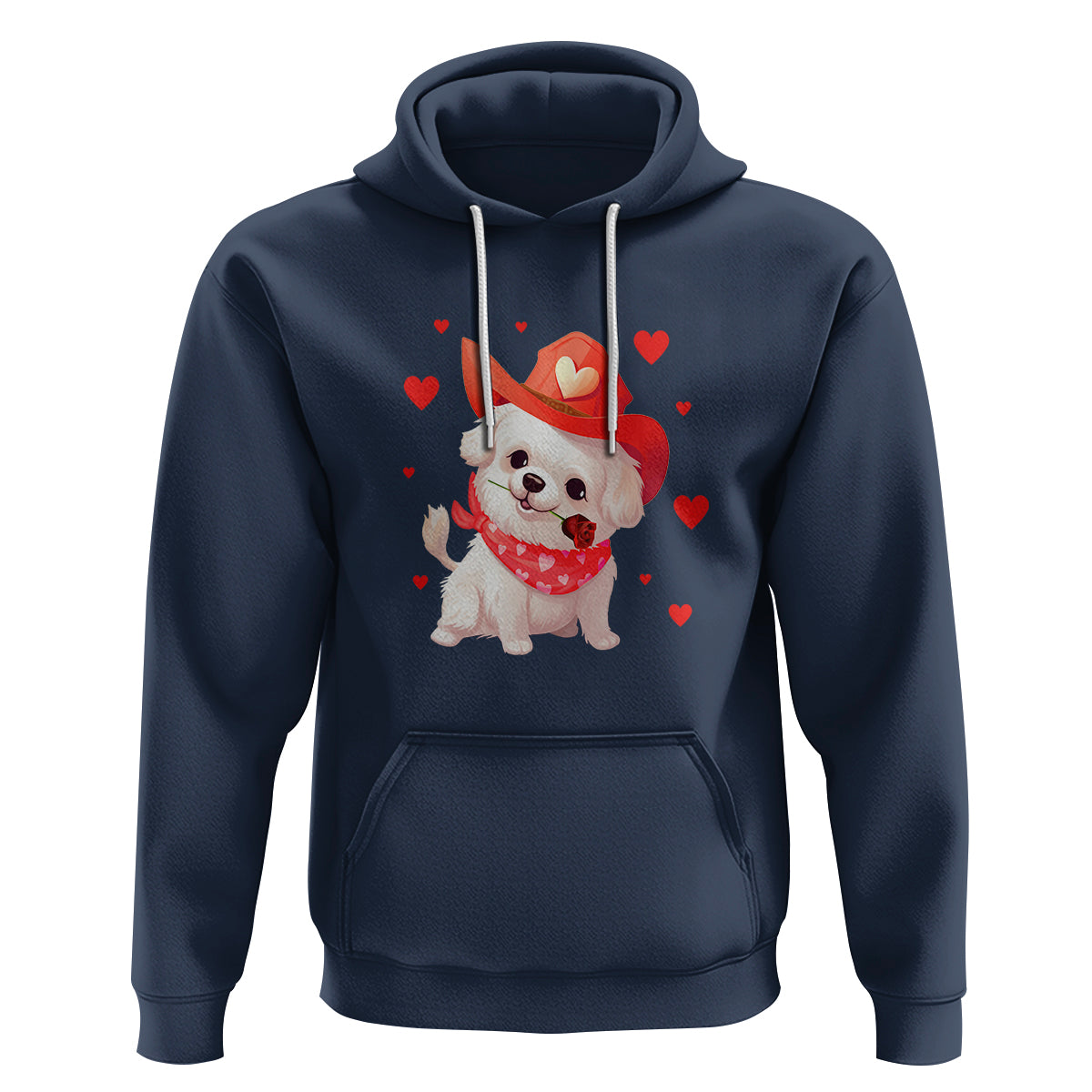 Valentine's Day Hoodie Vintage Retro Puppy Dog Cowboy - Wonder Print Shop