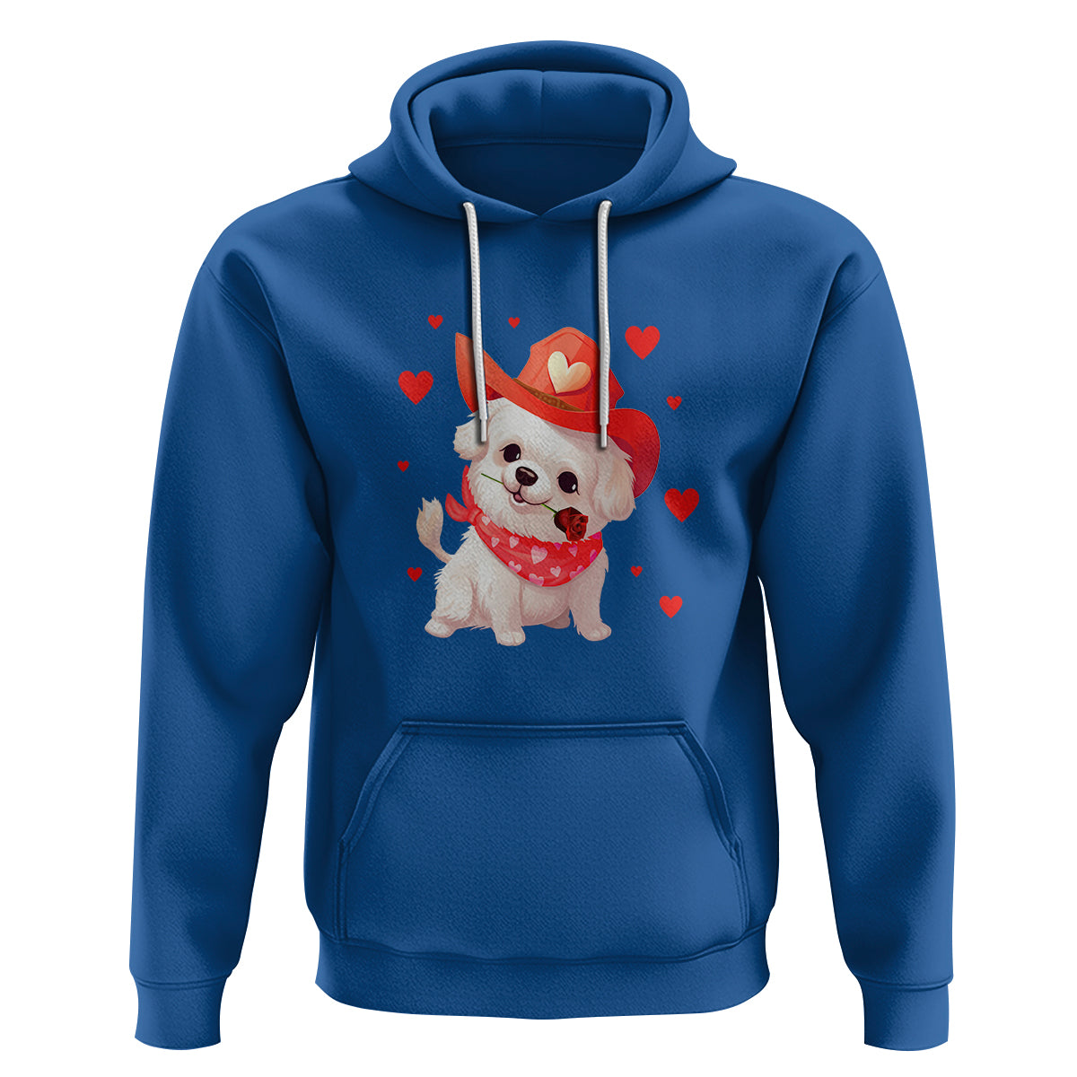 Valentine's Day Hoodie Vintage Retro Puppy Dog Cowboy - Wonder Print Shop