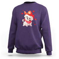 Valentine's Day Sweatshirt Vintage Retro Puppy Dog Cowboy - Wonder Print Shop