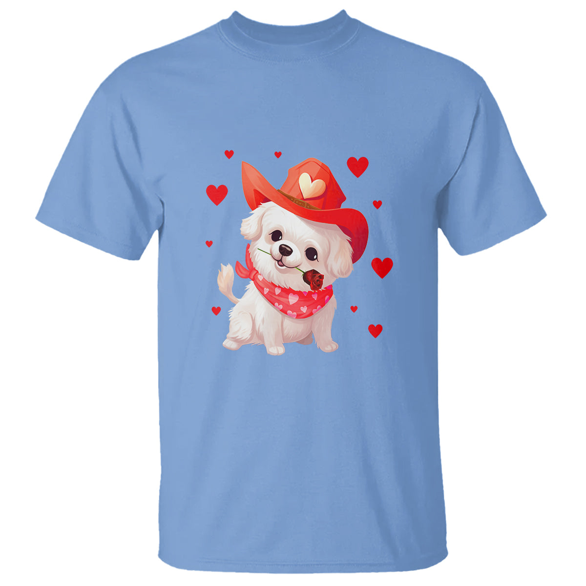 Valentine's Day T Shirt Vintage Retro Puppy Dog Cowboy - Wonder Print Shop