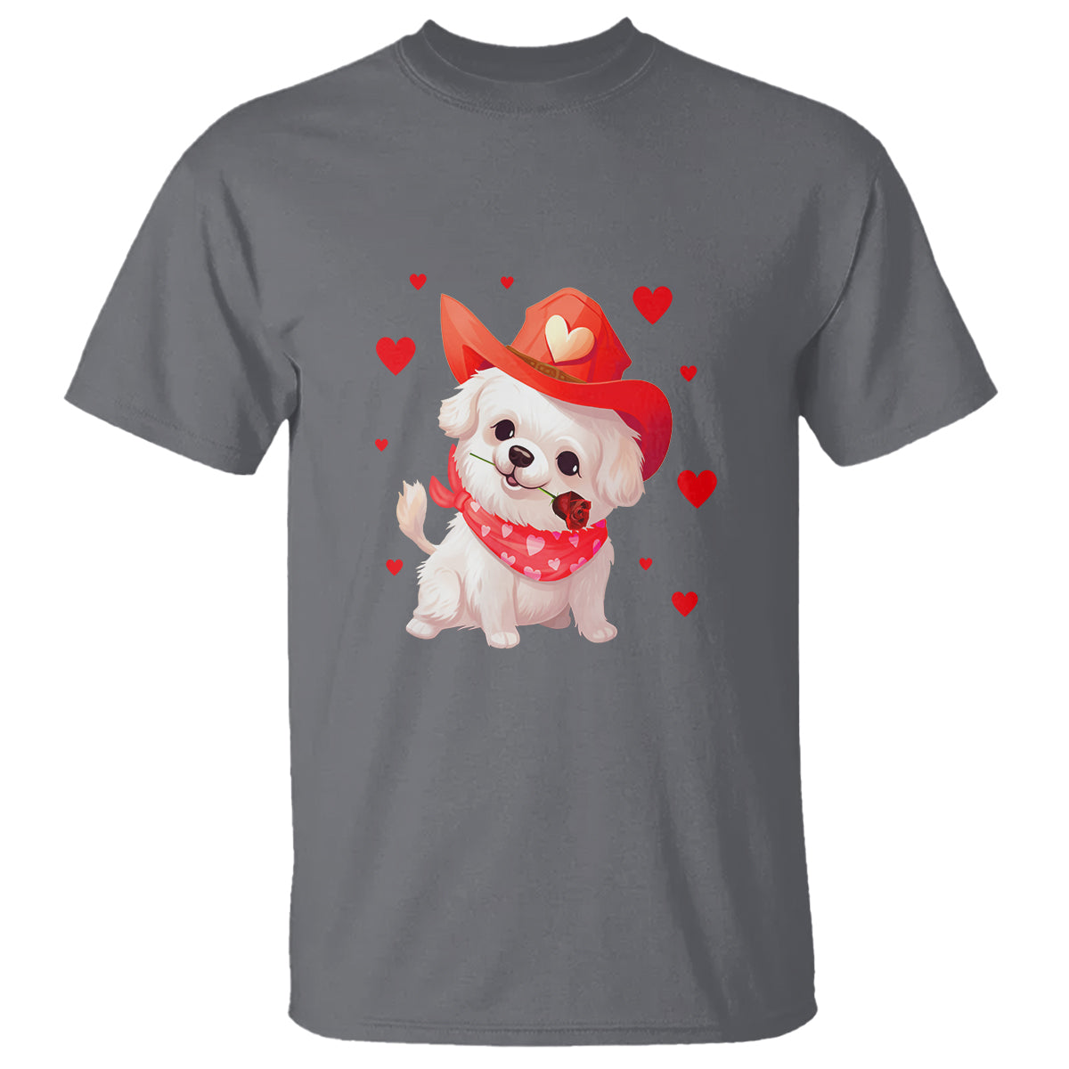 Valentine's Day T Shirt Vintage Retro Puppy Dog Cowboy - Wonder Print Shop