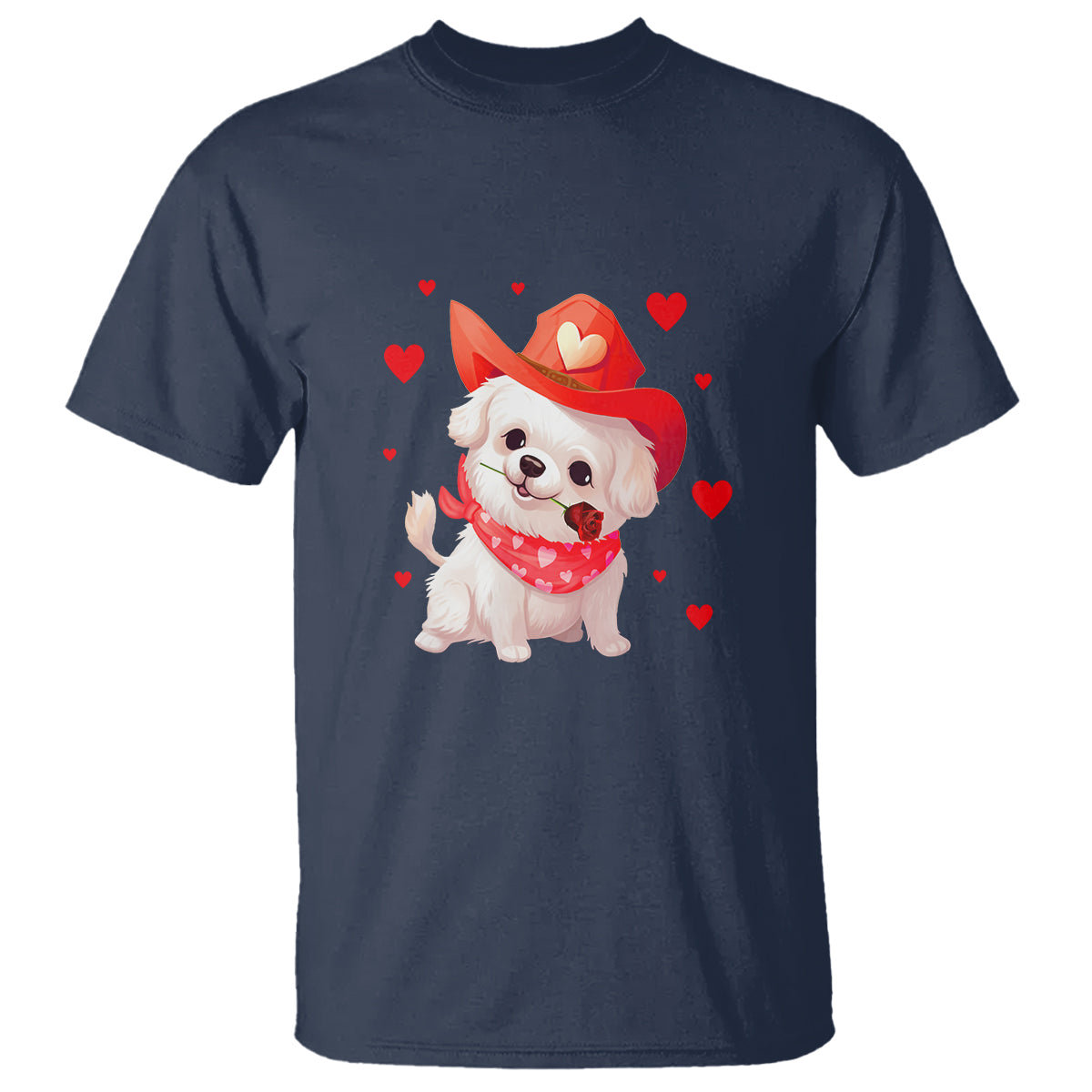 Valentine's Day T Shirt Vintage Retro Puppy Dog Cowboy - Wonder Print Shop