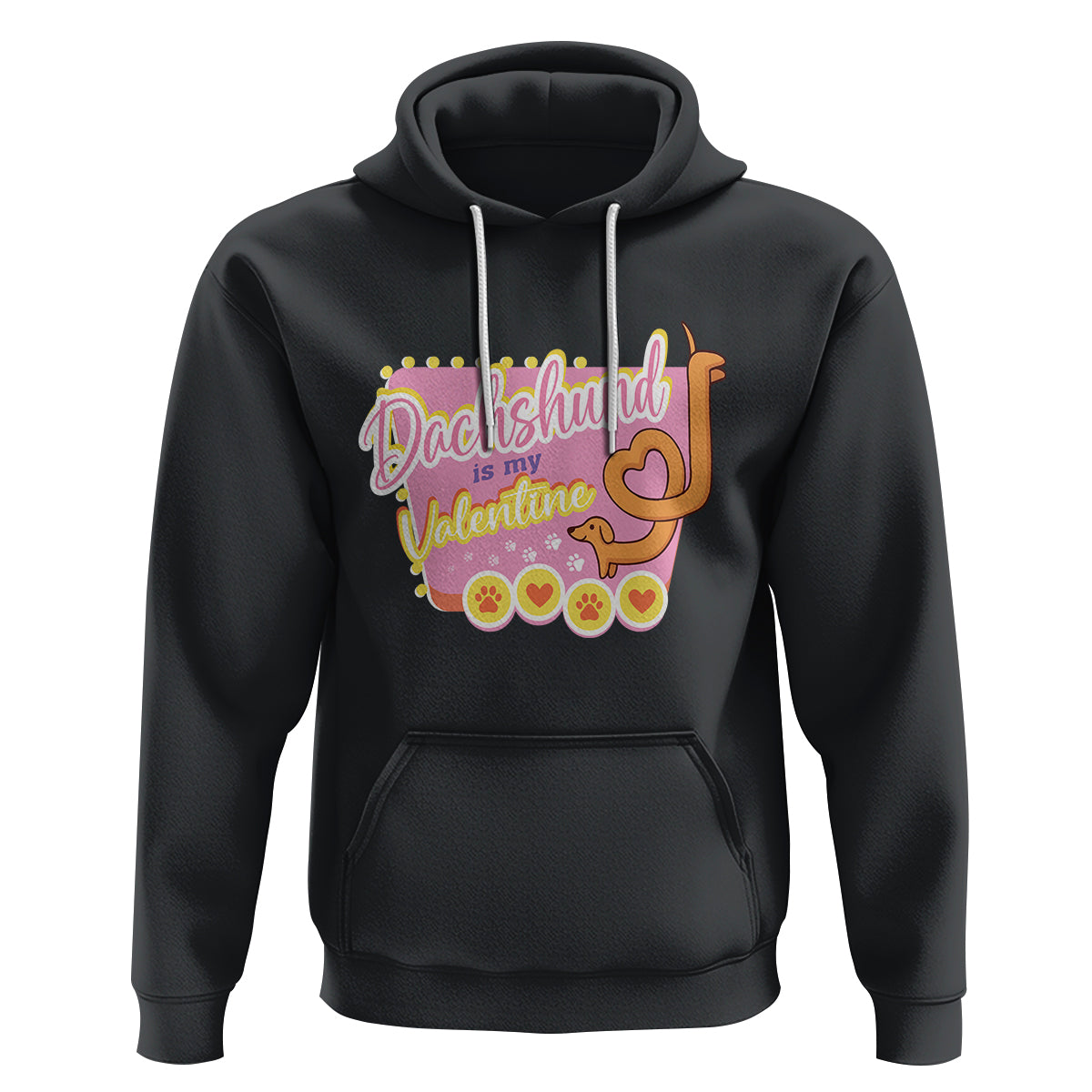 Valentine's Day Hoodie Dachshund Is My Valentine Cute Dog Heart - Wonder Print Shop