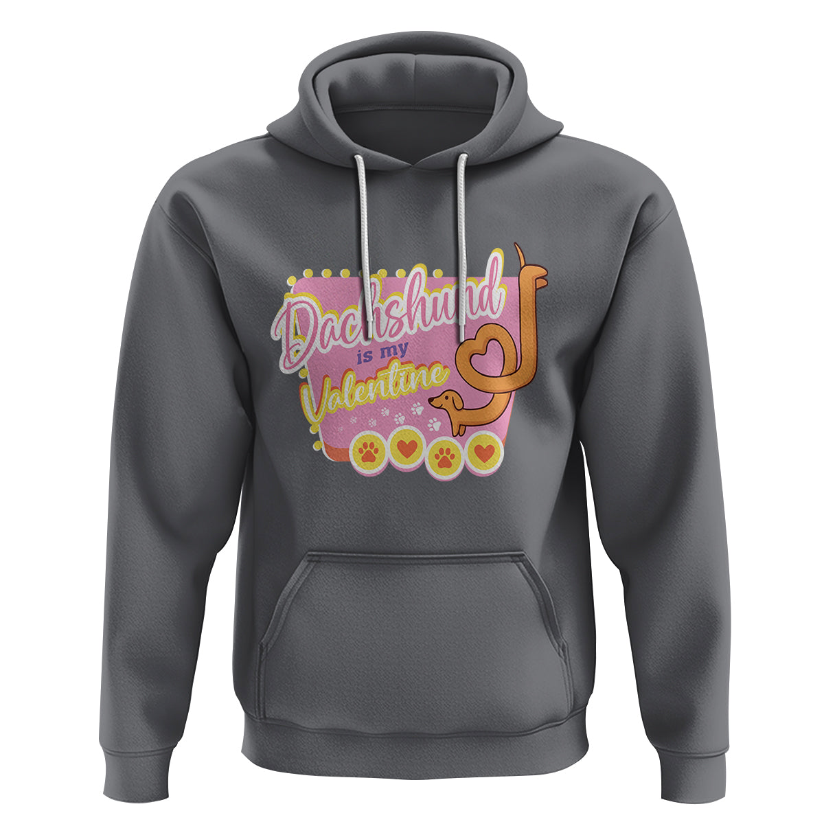 Valentine's Day Hoodie Dachshund Is My Valentine Cute Dog Heart - Wonder Print Shop