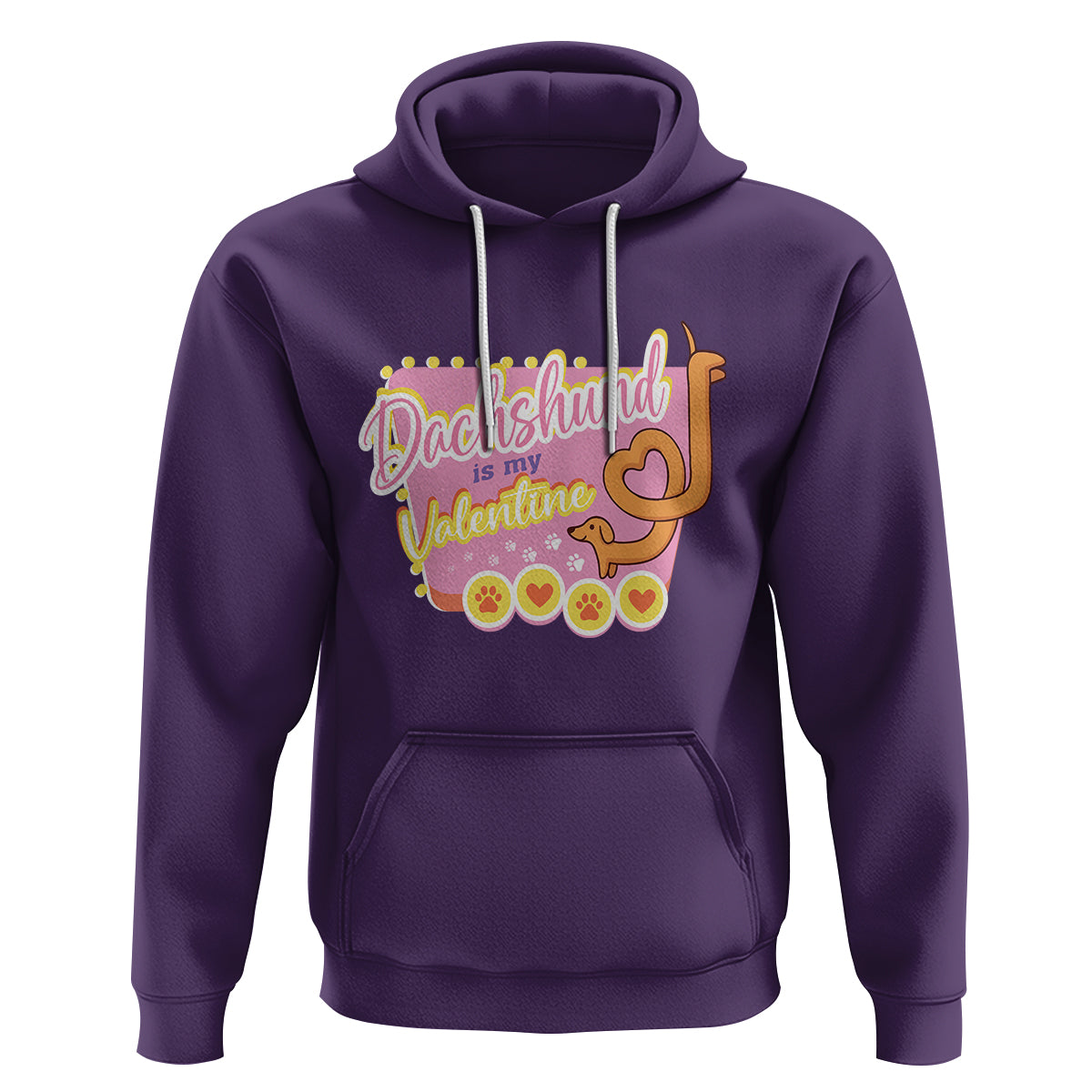 Valentine's Day Hoodie Dachshund Is My Valentine Cute Dog Heart - Wonder Print Shop