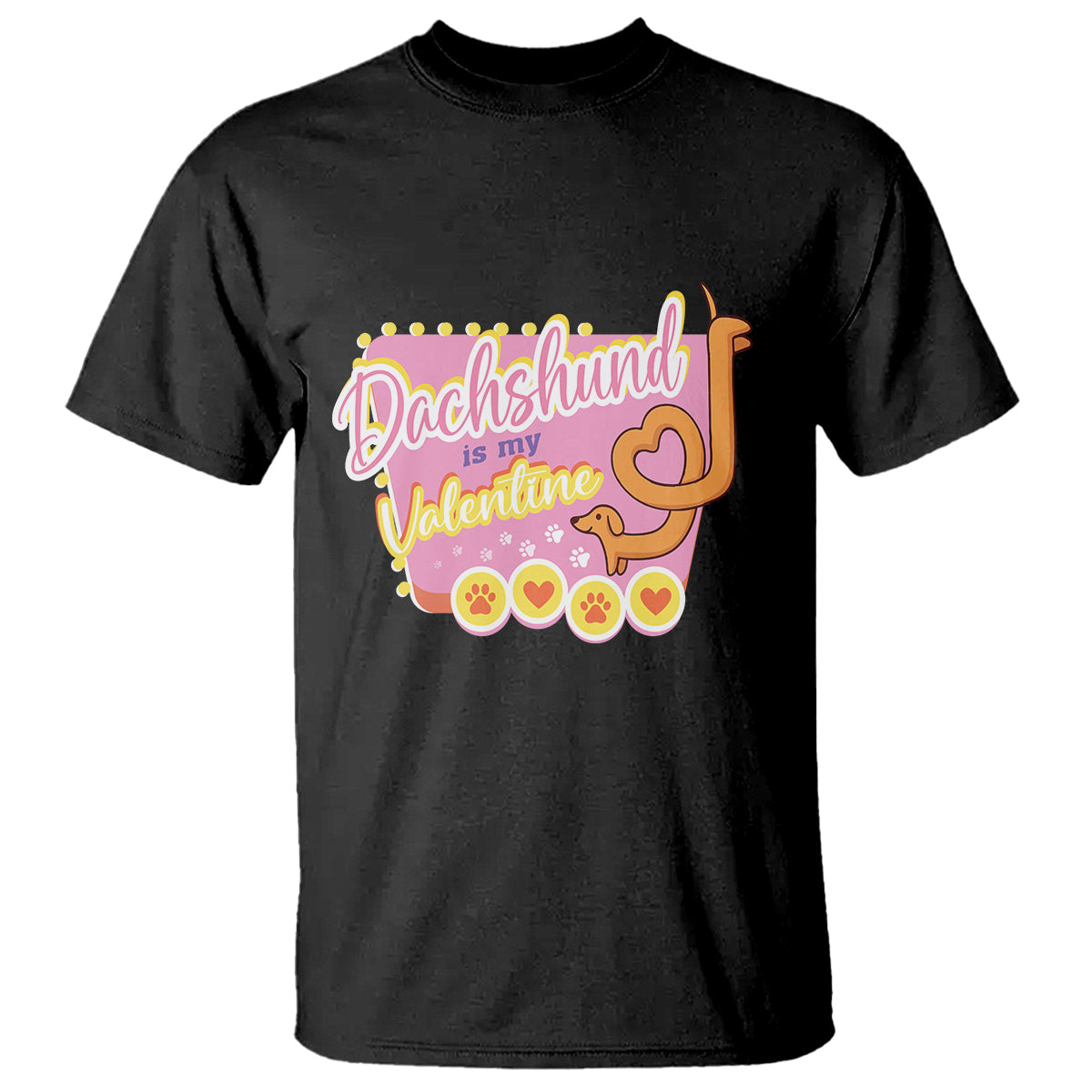 Valentine's Day T Shirt Dachshund Is My Valentine Cute Dog Heart - Wonder Print Shop