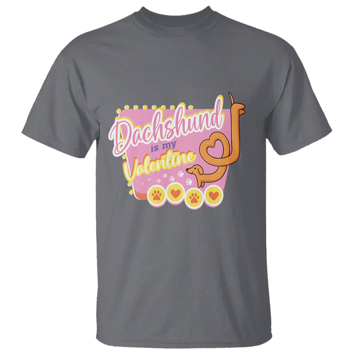 Valentine's Day T Shirt Dachshund Is My Valentine Cute Dog Heart - Wonder Print Shop