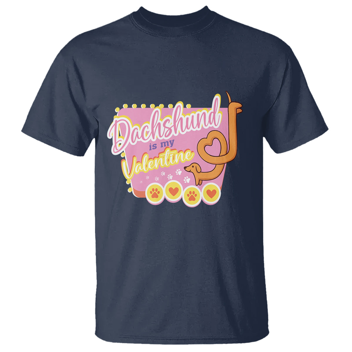 Valentine's Day T Shirt Dachshund Is My Valentine Cute Dog Heart - Wonder Print Shop