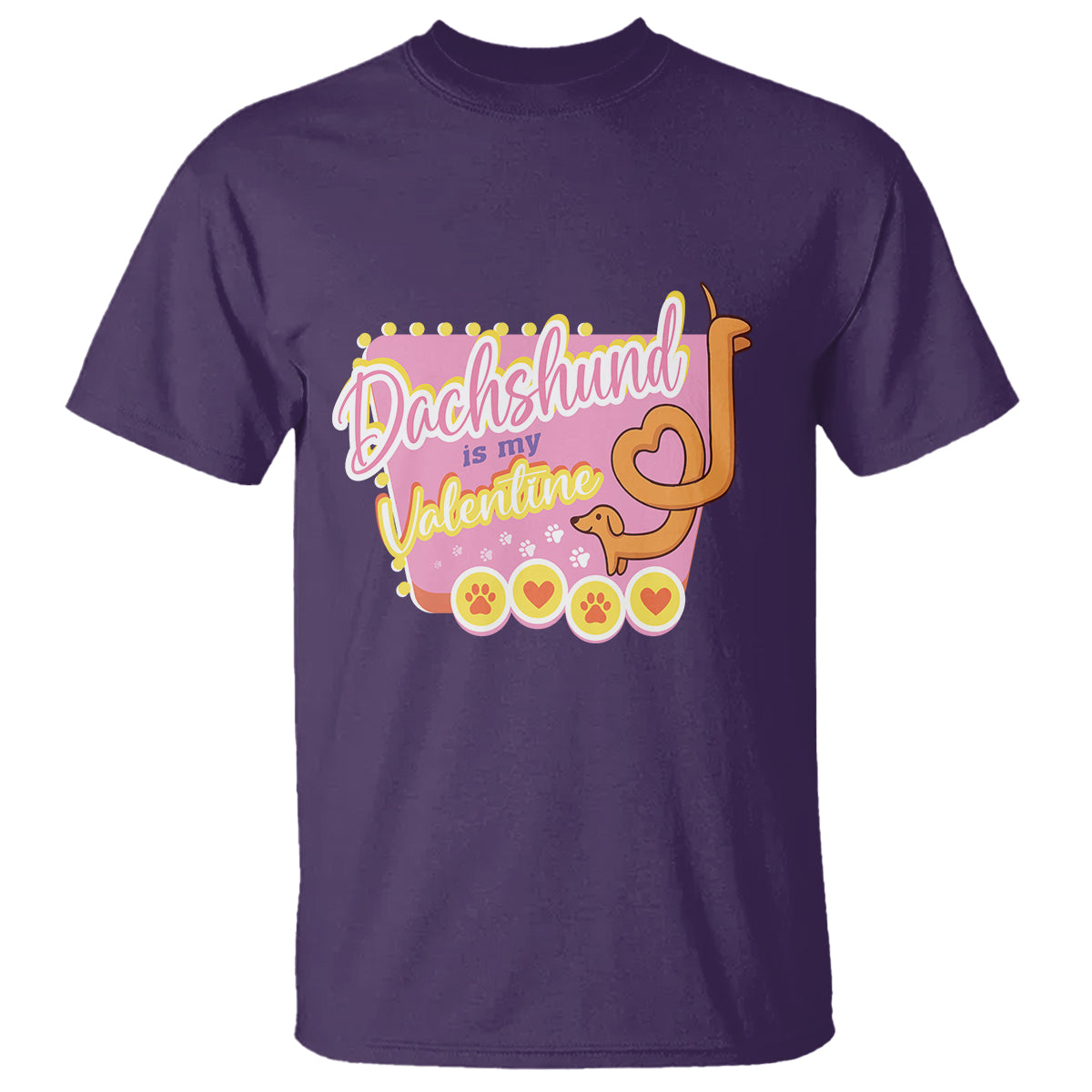 Valentine's Day T Shirt Dachshund Is My Valentine Cute Dog Heart - Wonder Print Shop