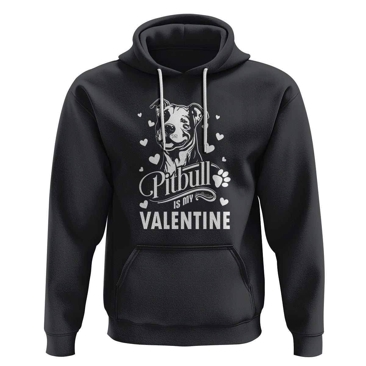 Valentine's Day Hoodie Pitbull Is My Valentine Cute Dog Heart - Wonder Print Shop