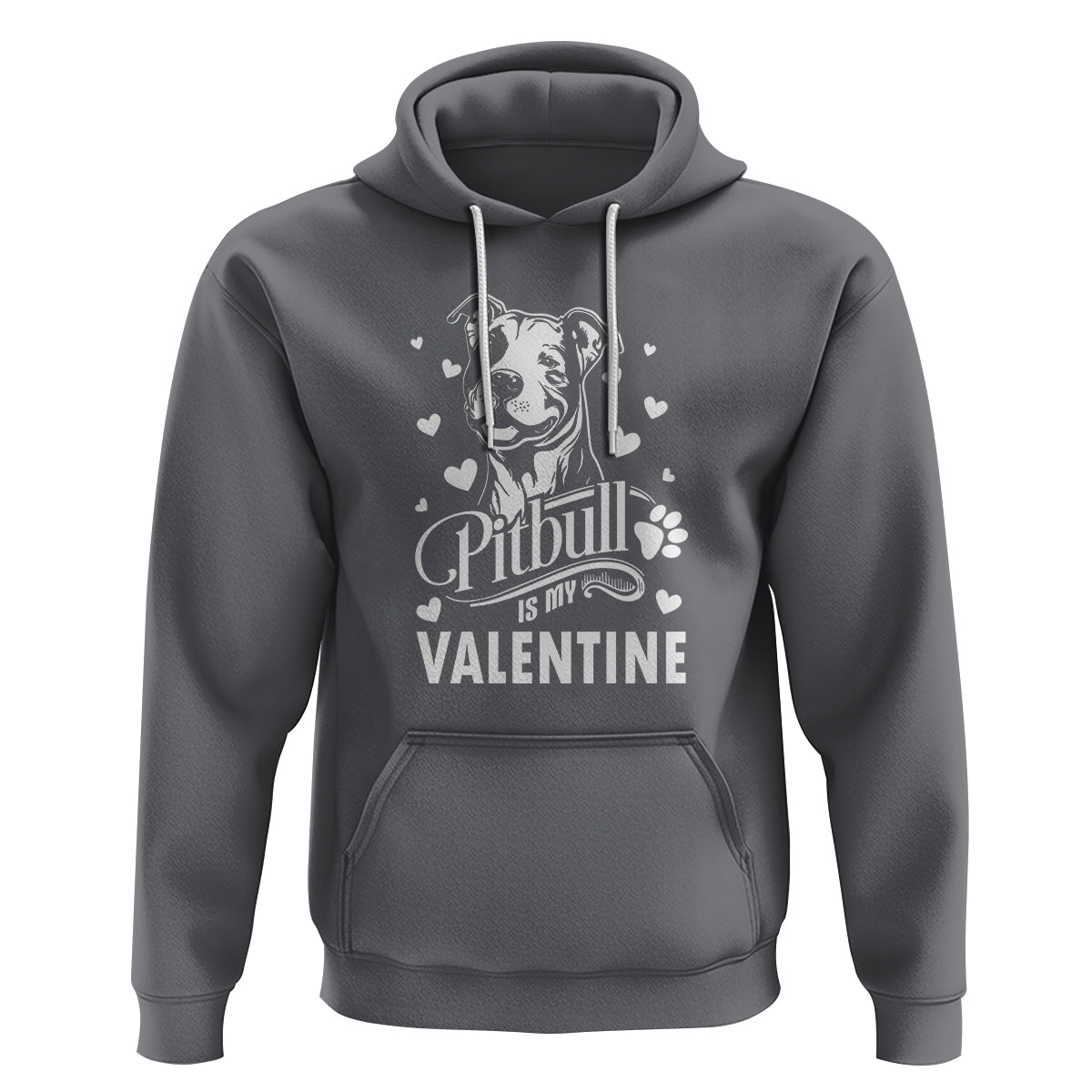 Valentine's Day Hoodie Pitbull Is My Valentine Cute Dog Heart - Wonder Print Shop