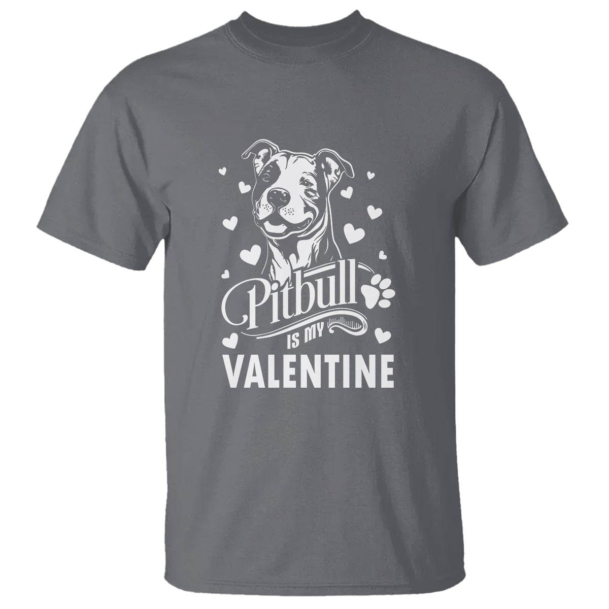 Valentine's Day T Shirt Pitbull Is My Valentine Cute Dog Heart - Wonder Print Shop