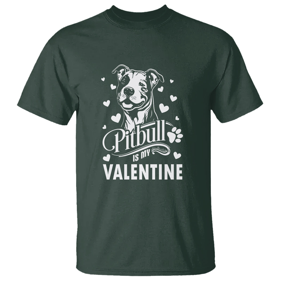 Valentine's Day T Shirt Pitbull Is My Valentine Cute Dog Heart - Wonder Print Shop