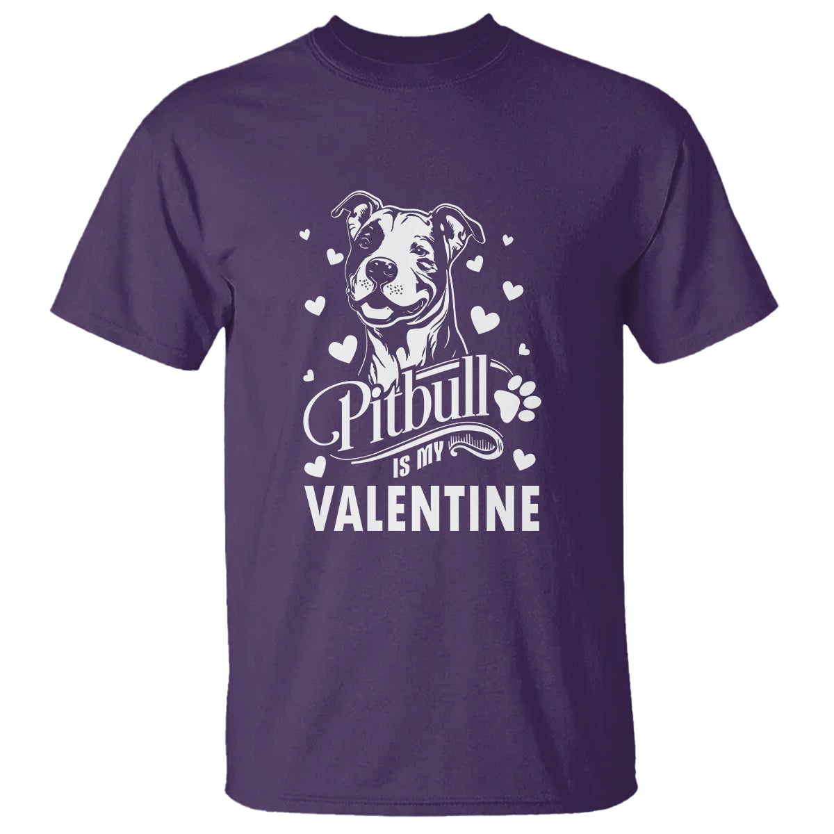 Valentine's Day T Shirt Pitbull Is My Valentine Cute Dog Heart - Wonder Print Shop