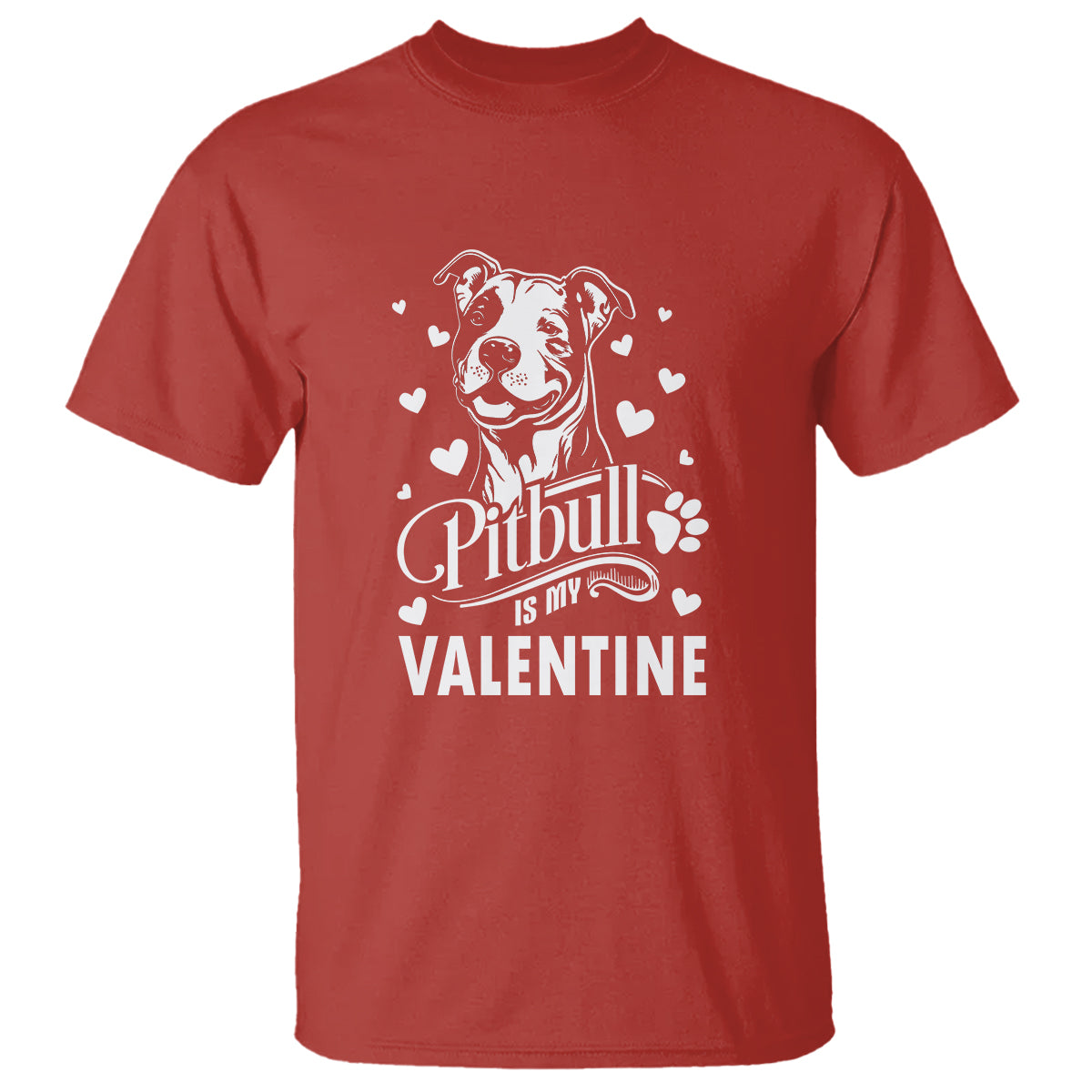 Valentine's Day T Shirt Pitbull Is My Valentine Cute Dog Heart - Wonder Print Shop