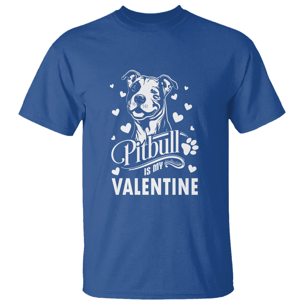 Valentine's Day T Shirt Pitbull Is My Valentine Cute Dog Heart - Wonder Print Shop