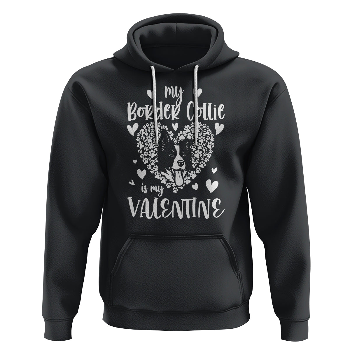 Valentine's Day Hoodie My Border Collie Is My Valentine Cute Dog Heart - Wonder Print Shop