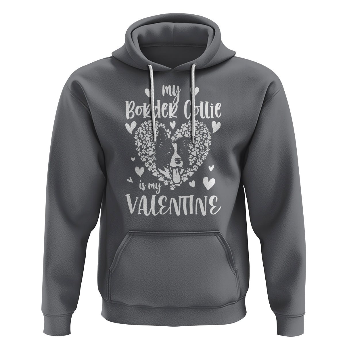 Valentine's Day Hoodie My Border Collie Is My Valentine Cute Dog Heart - Wonder Print Shop