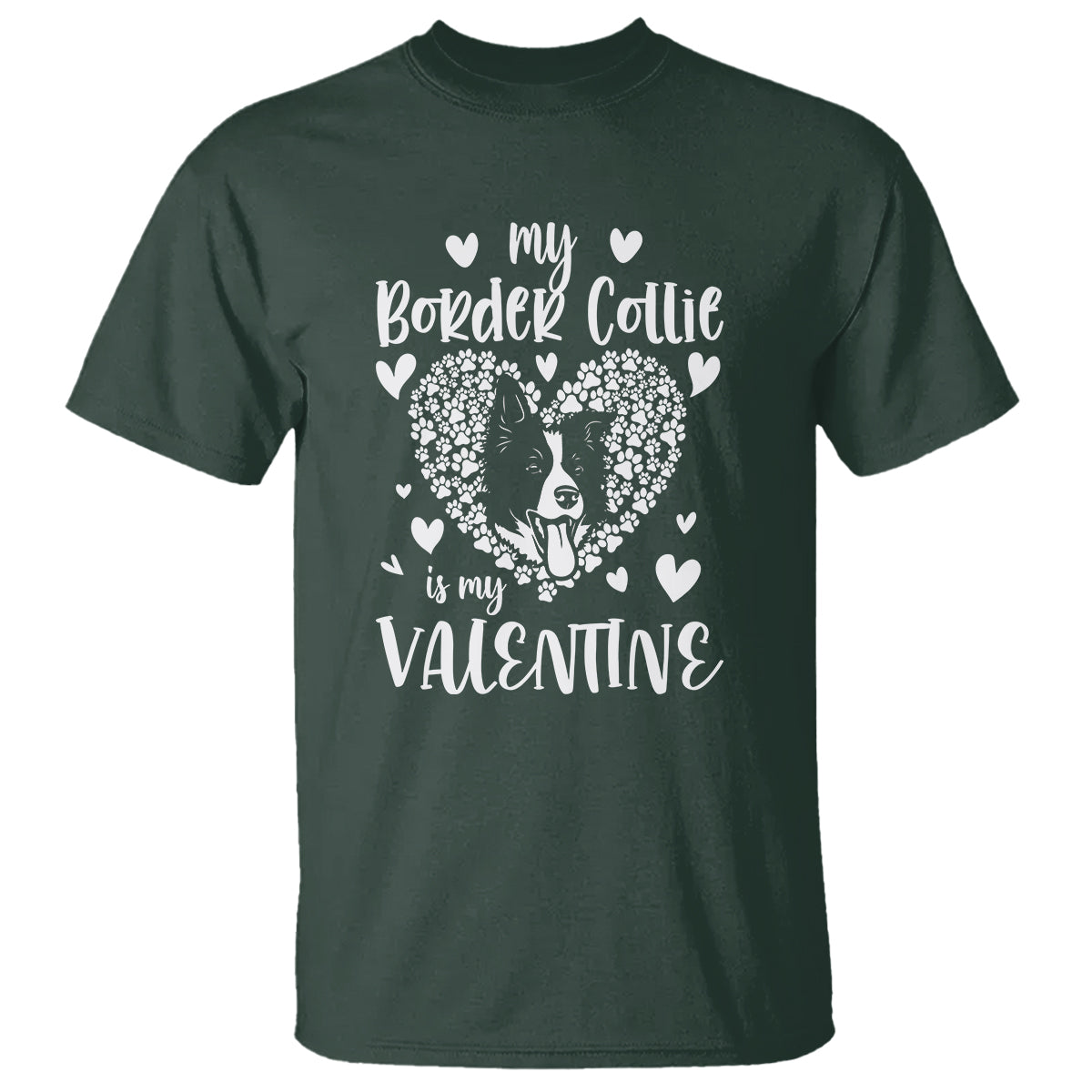 Valentine's Day T Shirt My Border Collie Is My Valentine Cute Dog Heart - Wonder Print Shop