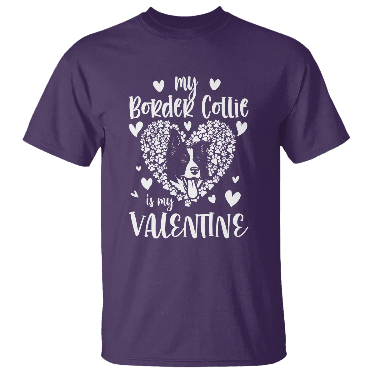 Valentine's Day T Shirt My Border Collie Is My Valentine Cute Dog Heart - Wonder Print Shop
