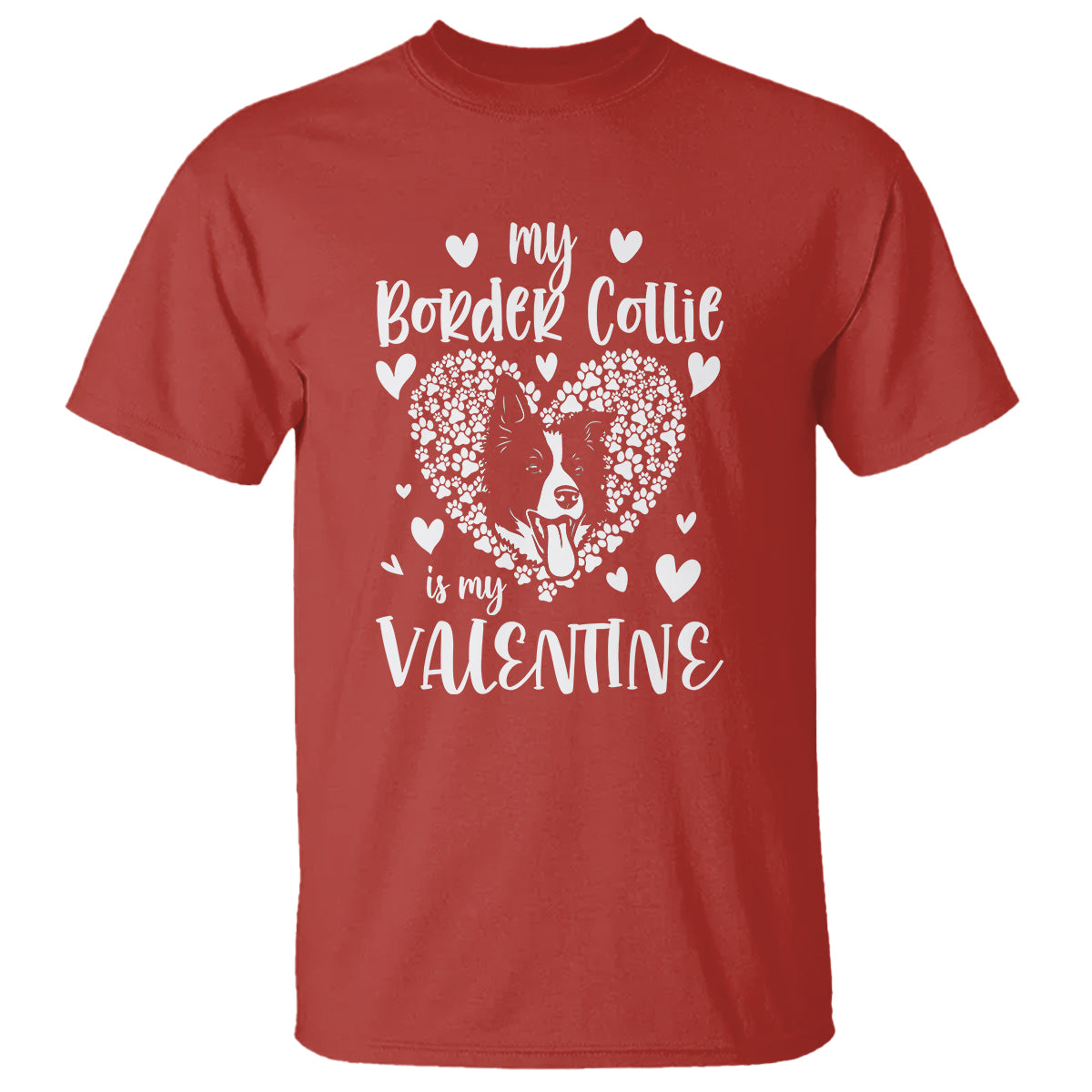 Valentine's Day T Shirt My Border Collie Is My Valentine Cute Dog Heart - Wonder Print Shop