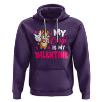 Valentine's Day Hoodie My Corgi Is My Valentine Cute Cupid Dog Rose - Wonder Print Shop