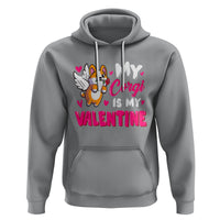 Valentine's Day Hoodie My Corgi Is My Valentine Cute Cupid Dog Rose - Wonder Print Shop