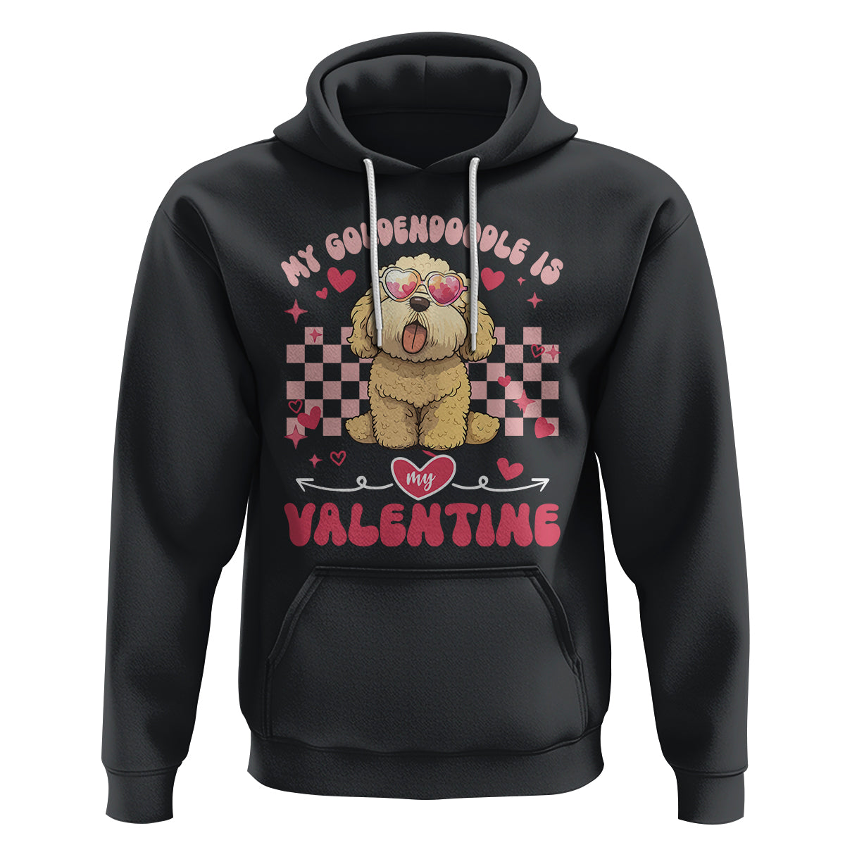 Valentine's Day Hoodie My Goldendoodle Is My Valentine Cute Dog Heart Sunglass - Wonder Print Shop