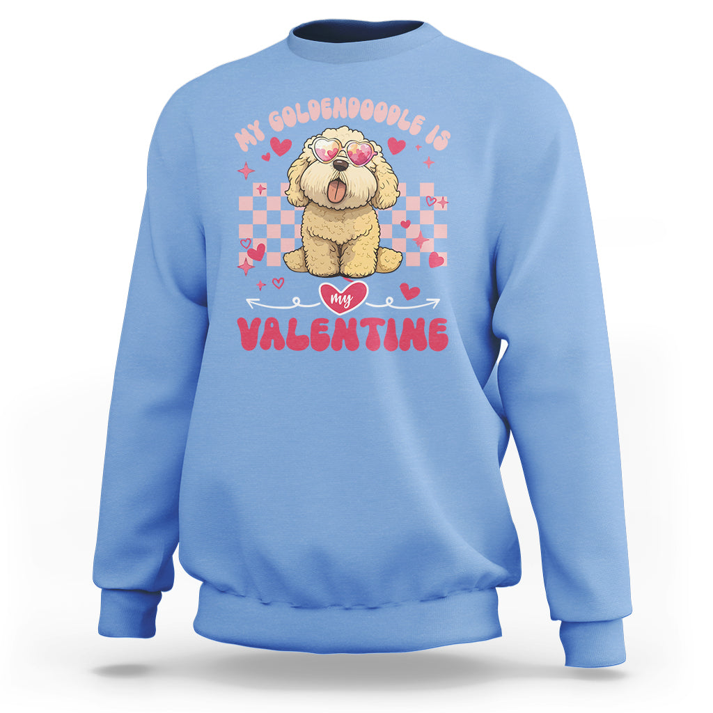 Valentine's Day Sweatshirt My Goldendoodle Is My Valentine Cute Dog Heart Sunglass - Wonder Print Shop