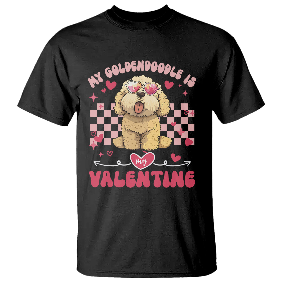 Valentine's Day T Shirt My Goldendoodle Is My Valentine Cute Dog Heart Sunglass - Wonder Print Shop